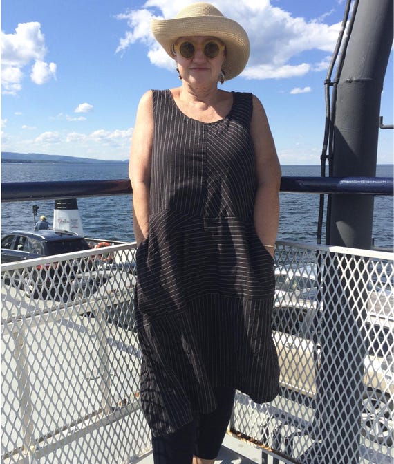 Pinstripe Cotton Dress: Asymmetric Vintage Jumper, Summer Dress - Etsy  Israel