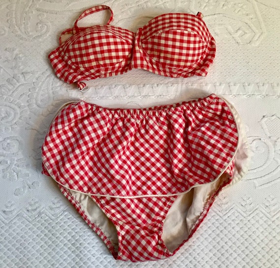 Vintage 60s bikini . gingham bikini