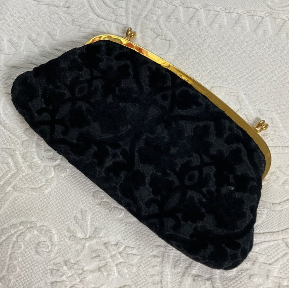 black tapestry bag . tapestry envelope bag . blac… - image 1