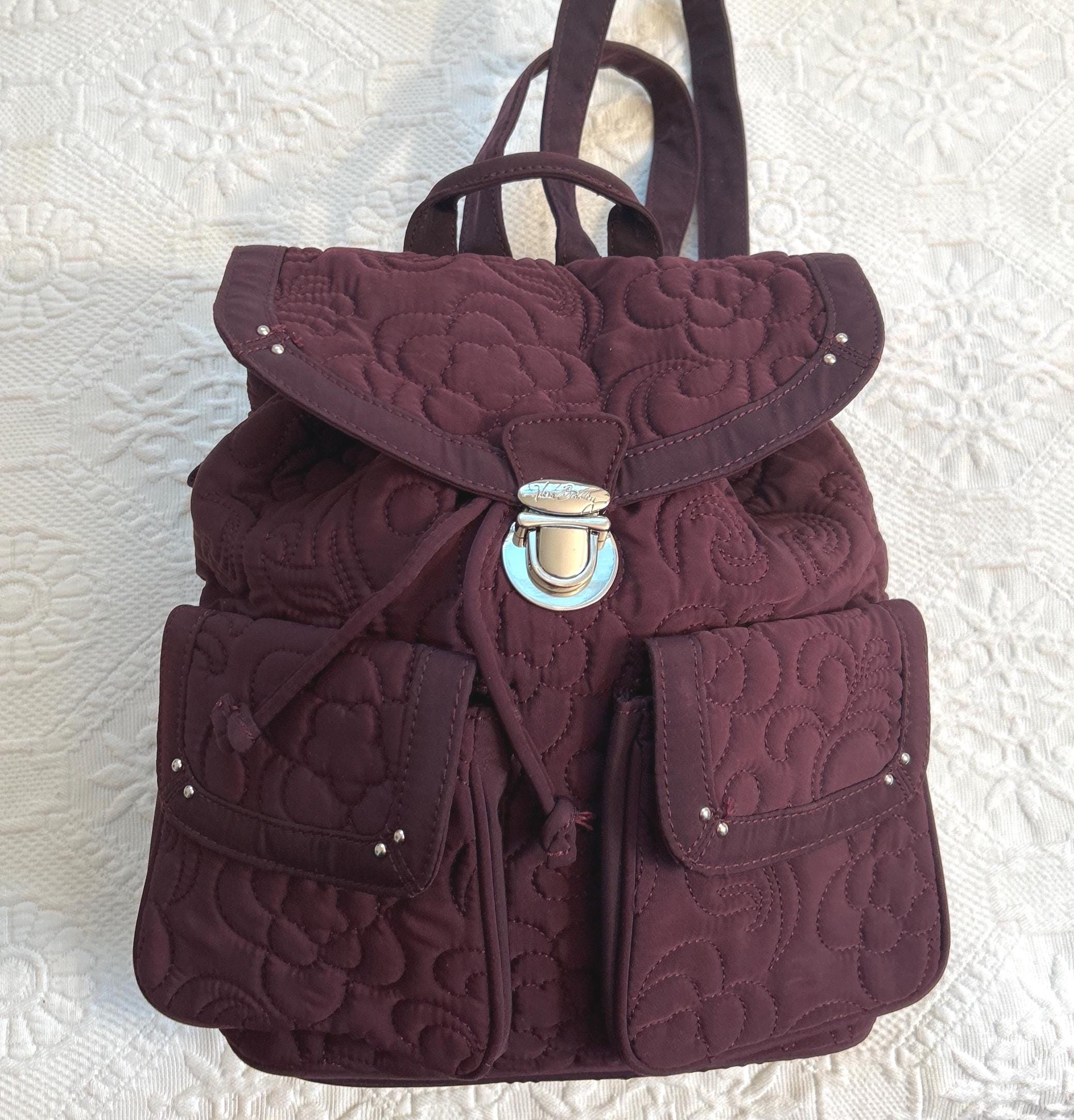 Vera Bradley Leather Backpack floral Burgundy Vera Bradley Quilted Floral Mocha Rouge | Mercari main image 4