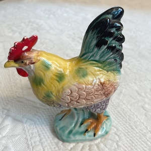 rooster figurine . vintage rooster . hand painted TILSO Japan