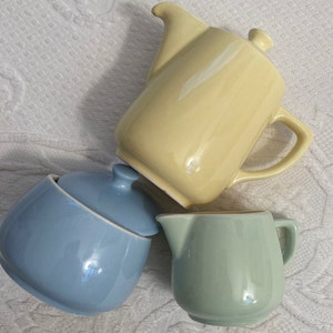 Vintage Melitta Child&#39;s Tea Set: German Pastel Miniature, 3-Piece
