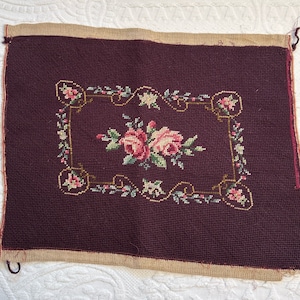 embroidery panel. needle point . roses embroidery .