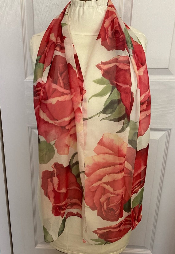 roses chiffon scarf . made in Italy . chiffon scar