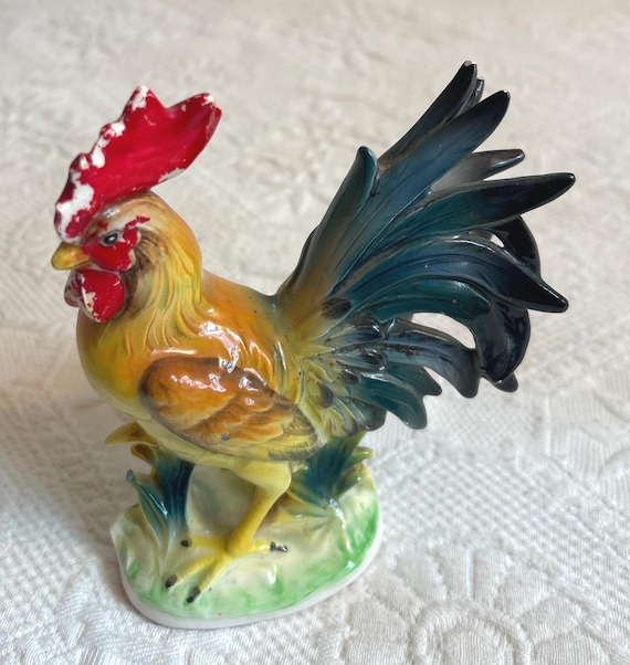 鶏の置物。ヴィンテージの鶏。手描きのNORCRESTジャパン - Etsy 日本