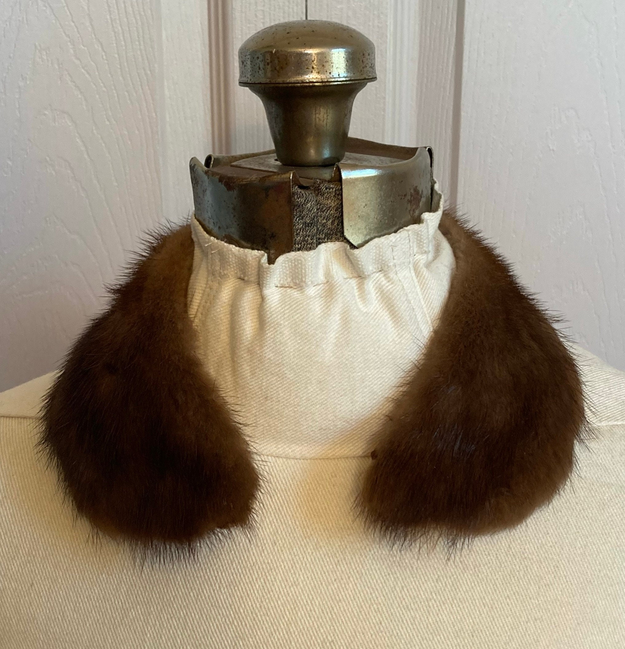 Mink Fur Collar . Brown Mink Collar . 50s Mink Collar . Brown 