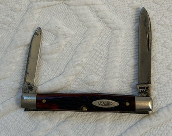 pocket knife . vintage case XX . 62042 (1964 - 1969) brown bone . 2 blade knife