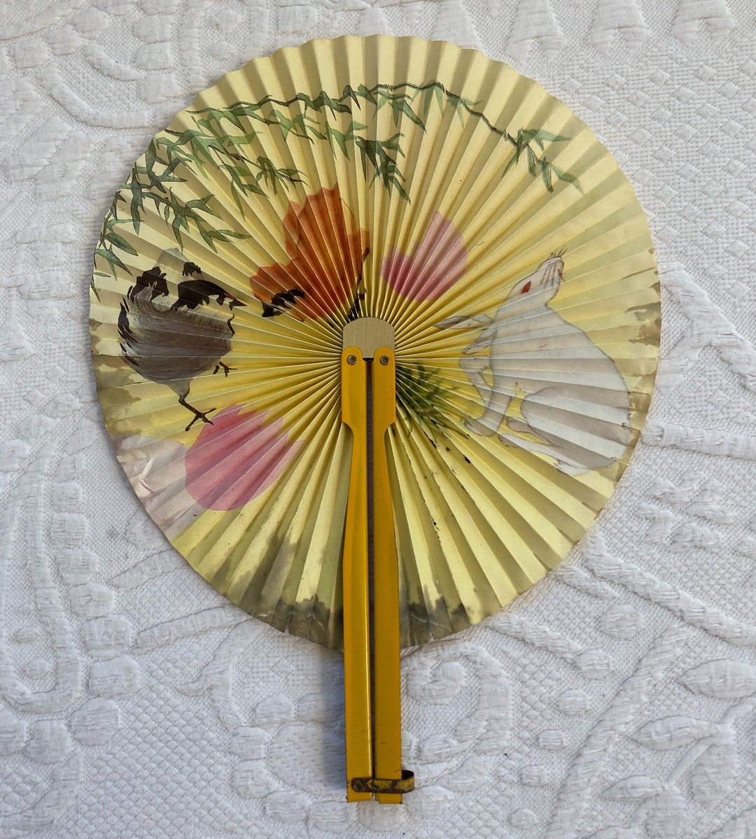 Hand Painted Fan . Chinese Paper Fan . Fan in Metal Case Etsy