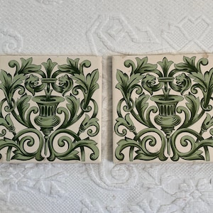 Vintage H & R Johnson Ceramic Trivet Tiles: Made in England, Set of 2