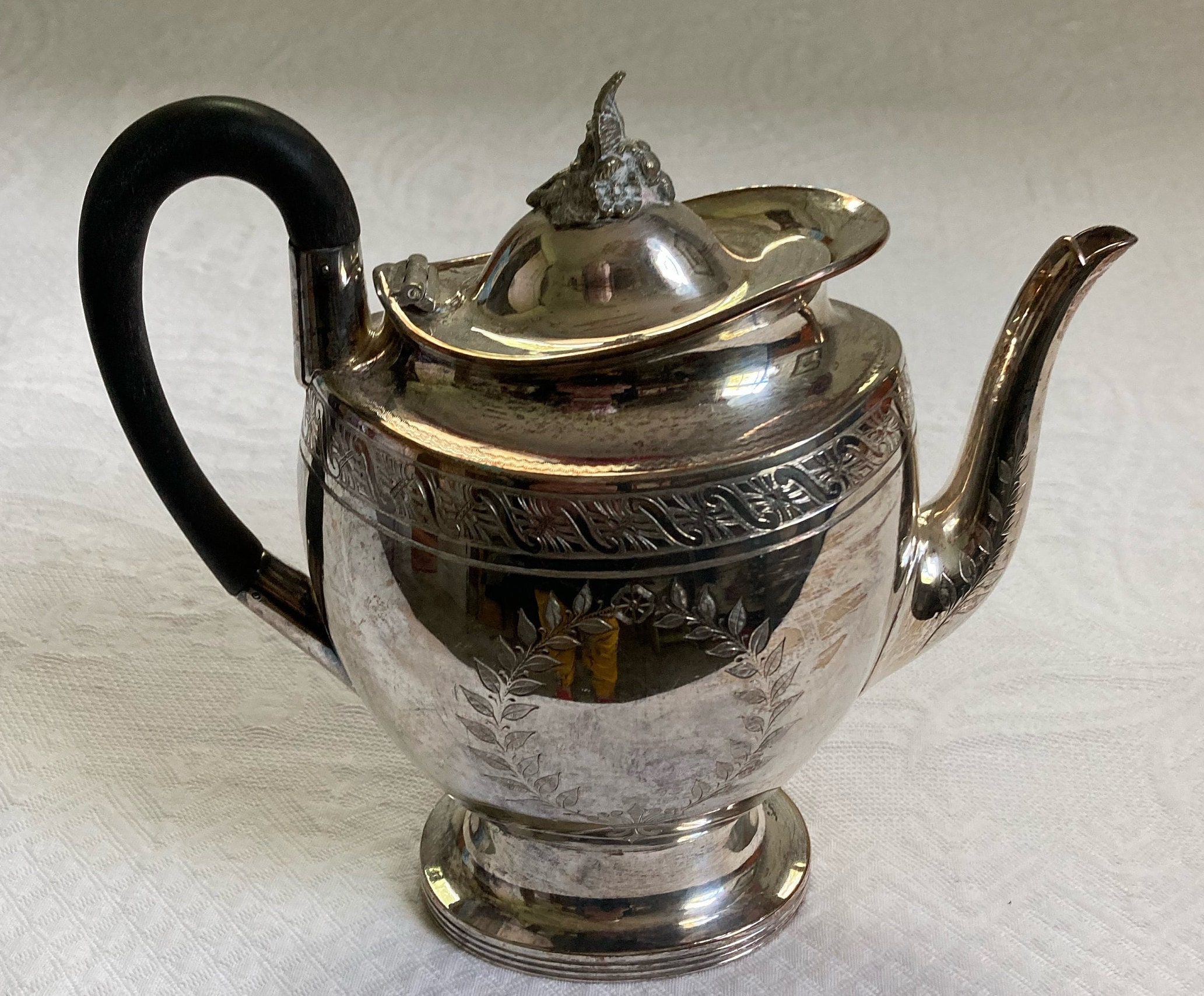 Silver Teapot . Wood Handle Oval Teapot . W.H Walker and Hall Etsy UK