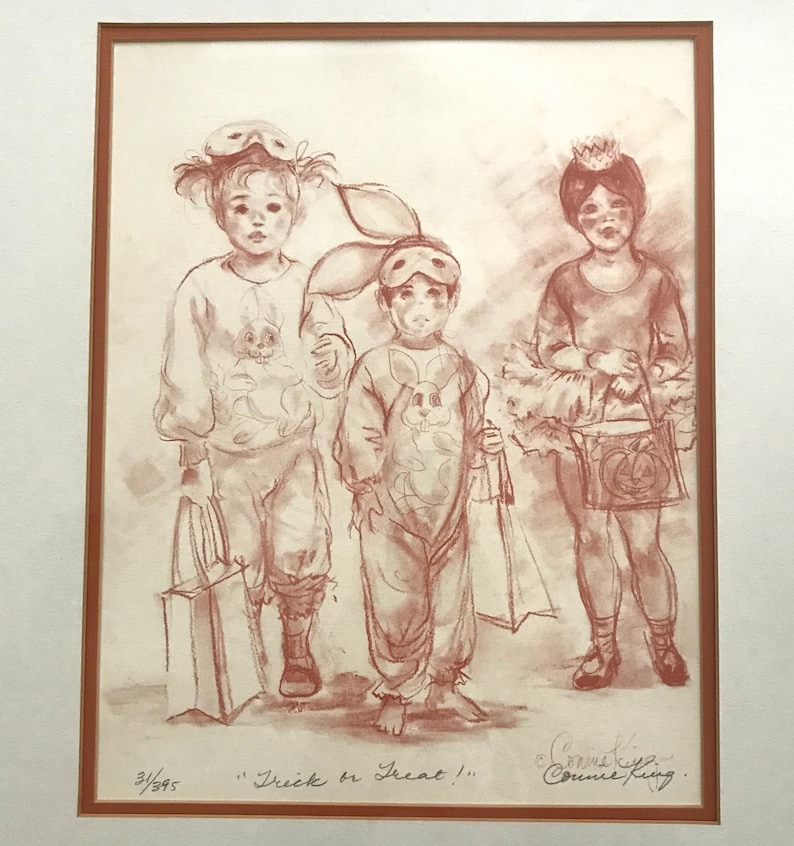numbered print Connie King print trick or treat carol king drawing