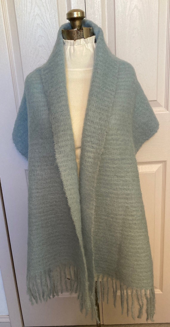 mohair scarf . powder blue Mohair scarf . shawl .… - image 4