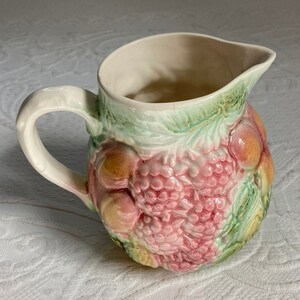 Sarreguemines Majolica Pitcher: French Fruit Design
