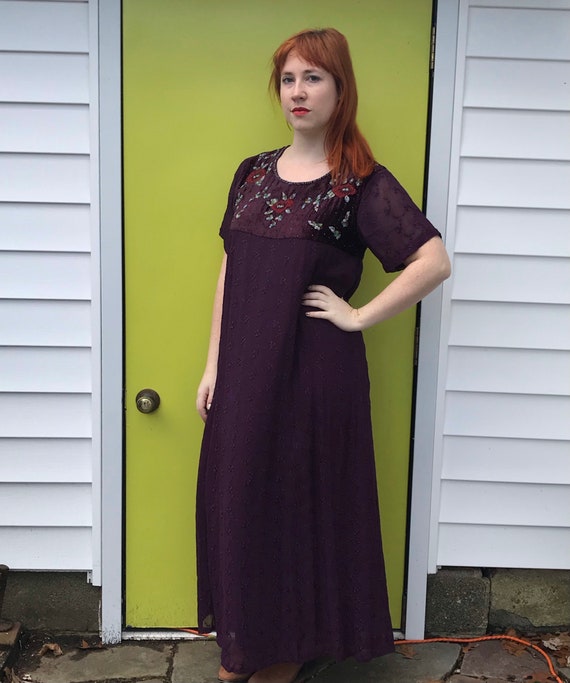 vintage April Cornell . embroidered velvet dress .