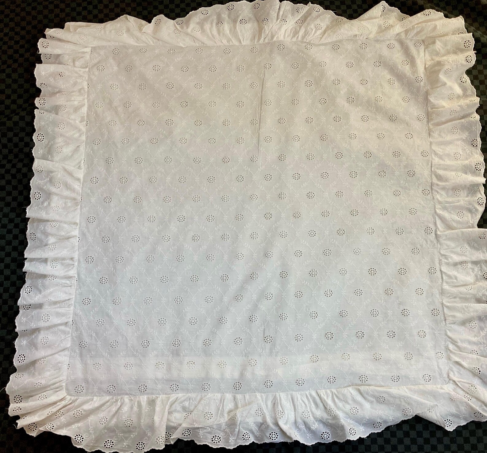 German Ruffles Vintage Eyelet Sham . German Cotton Square Sham With Ruffle - Cottage ...