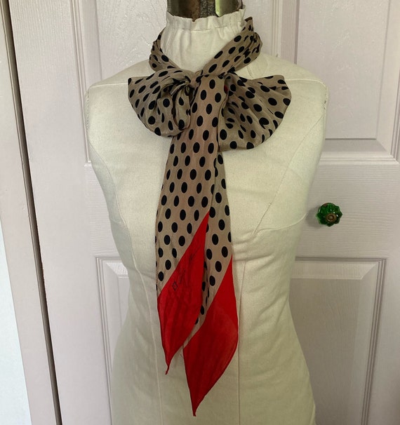 Anne Klein vintage silk scarf . long skinny silk … - image 1