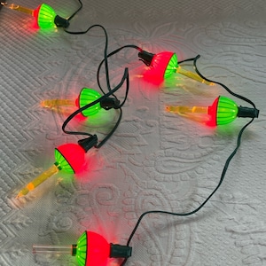 Vintage Red & Green Bubble Lights String - 7 Bulbs (One Broken)
