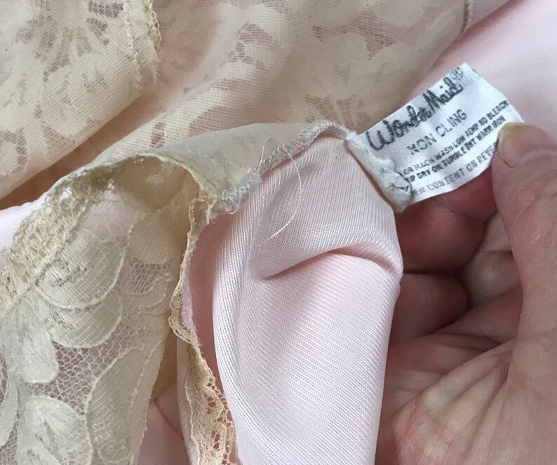 wonder maid . retro lingerie full slip pink Full Slip Bombshell slip wonder maid slip pink and cream 60s slip size 36