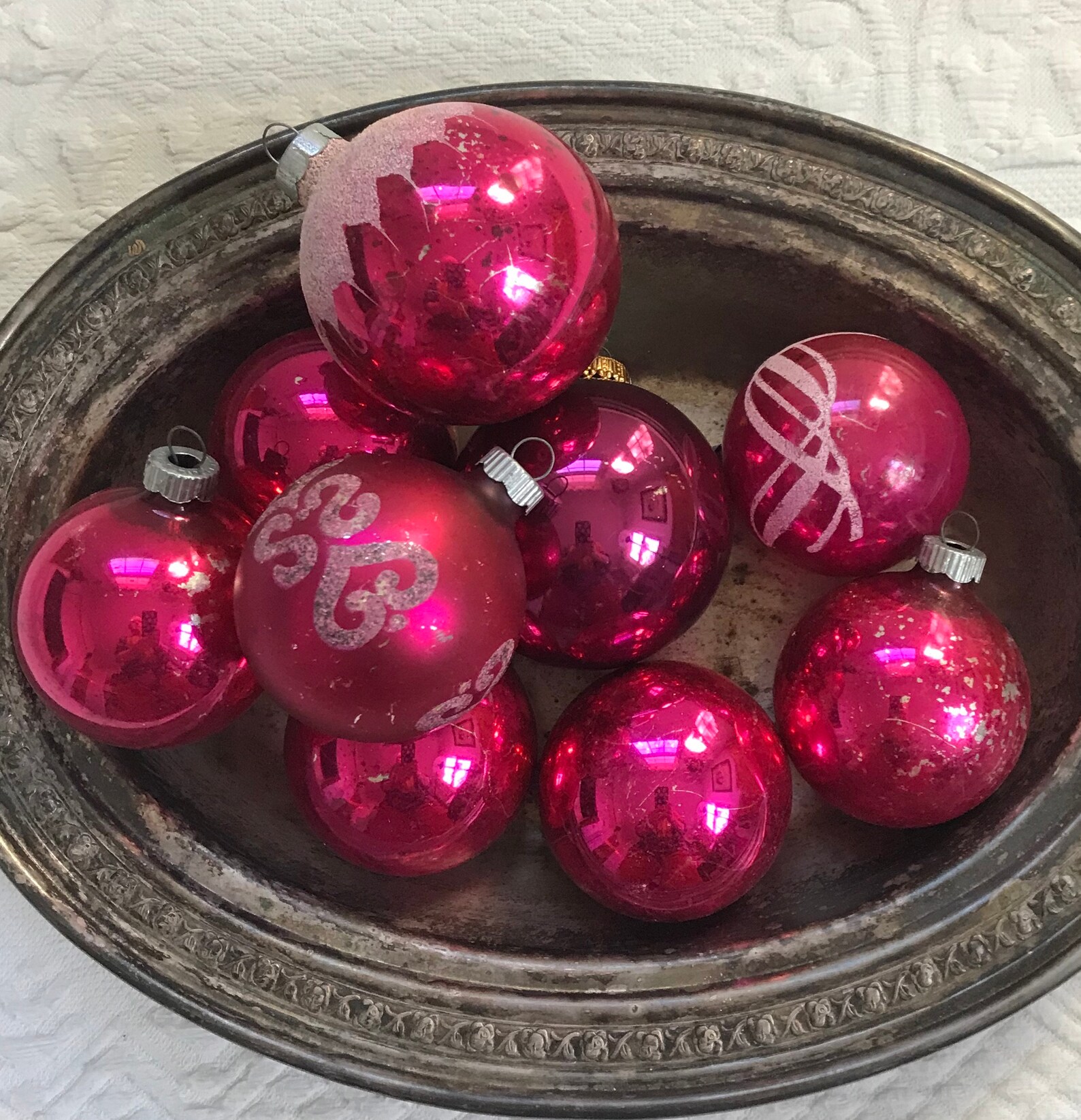 Pink Glass Ornaments . Pink Colored Christmas Tree Glass Etsy