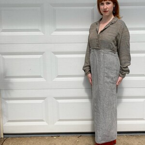 FLAX dress . linen dress . Flax linen dress . Flax by Jeanne Engelhart . shirtwaist dress . high waisted Flax