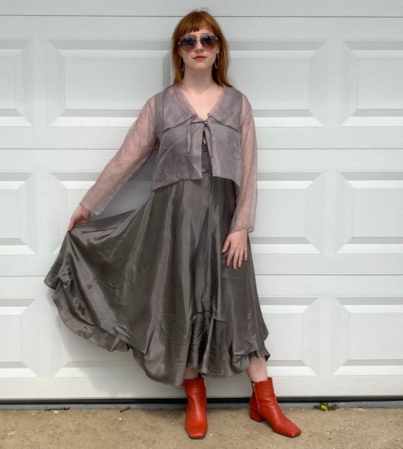 silver formal dress with shrug . tea and Scones .… - image 2