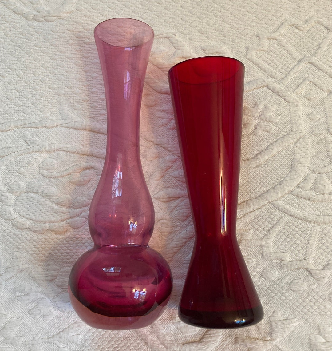 Midcentury Bud Vases . Pink Glass Vase . Murano Glass Vase . Etsy