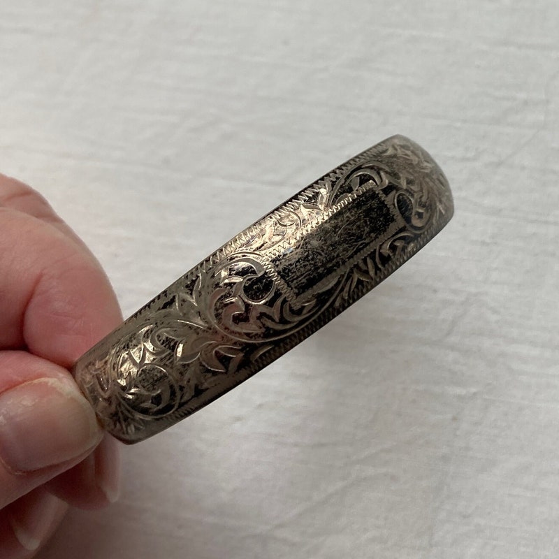 Vintage Silver Etched Bangle main image 1