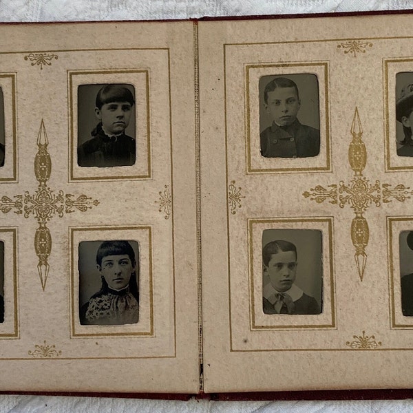 antique tintype gem album .  tintype gem album . school album . tintype yearbook