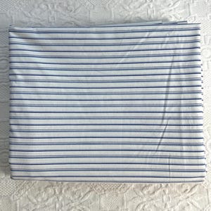 Vintage 1994 Ralph Lauren Westland Blue Striped Flat Sheet: Cotton Sewing Fabric