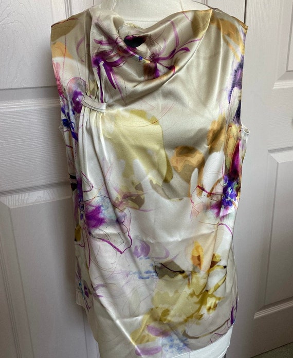 silk waterfall top .  Elie Tahari top . silk top