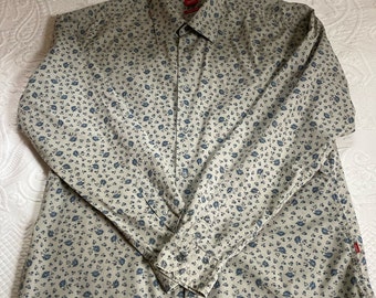 Vintage esprit floral shirt . blue roses shirt