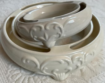 Vintage Floral Arrangement Ring Set: Goebel Porcelain Flower Vase, 1940s Decor