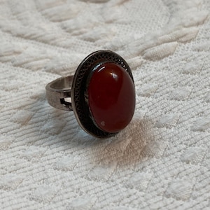 Vintage Oval Carnelian Sterling Silver Ring - Size 5.5