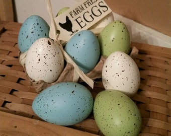 Seeds Bowl Filler Set Blue Twig Balls Easter Decor Easter Bowl Filler Spring Eggs Cream and Tan 23 Pieces Mini Speckled Egg Set Pods