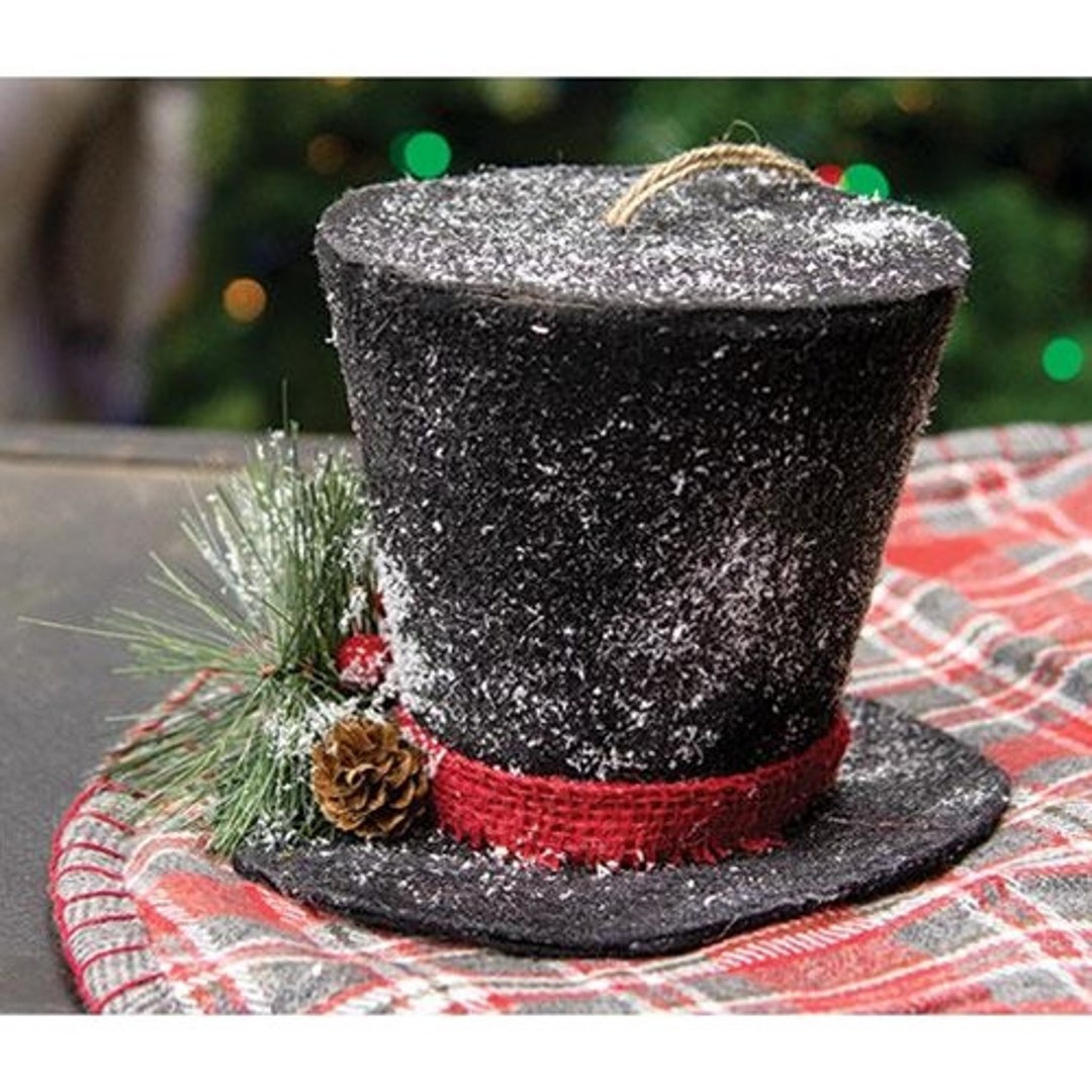 Black Felt Snowman Top Hat Decoration Frosted Hat With Etsy