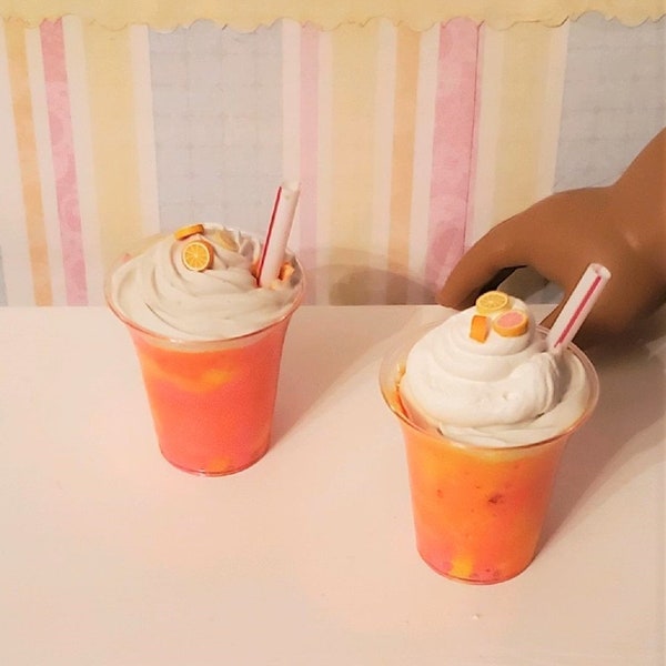 18" Doll Refreshing Lemon, Orange Citrus Smoothie - 18" doll food, ice cream, shake,