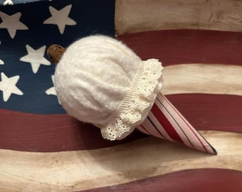 Patriotic Ice cream cone, USA, red, white blue decor, Americana bowl fillers, Stars stripes, Tier tray decor. Faux summer ice cream treat