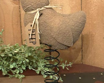 Primitive Country Stuffed Chick – Rustic Spring Shelf Sitter