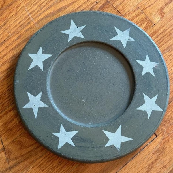 Primitive Country Plate - Rustic stars decoration, distressed tray Centerpiece