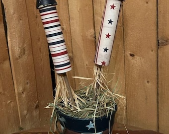 Set of 2 Patriotic Rockets, Vintage looking Firecrackers, USA, red, white blue decor, Americana bowl fillers, Firecracker rocket.