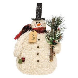 Vintage Country Snowman Winter Christmas Decor, Hat Scarf, Evergreen ...
