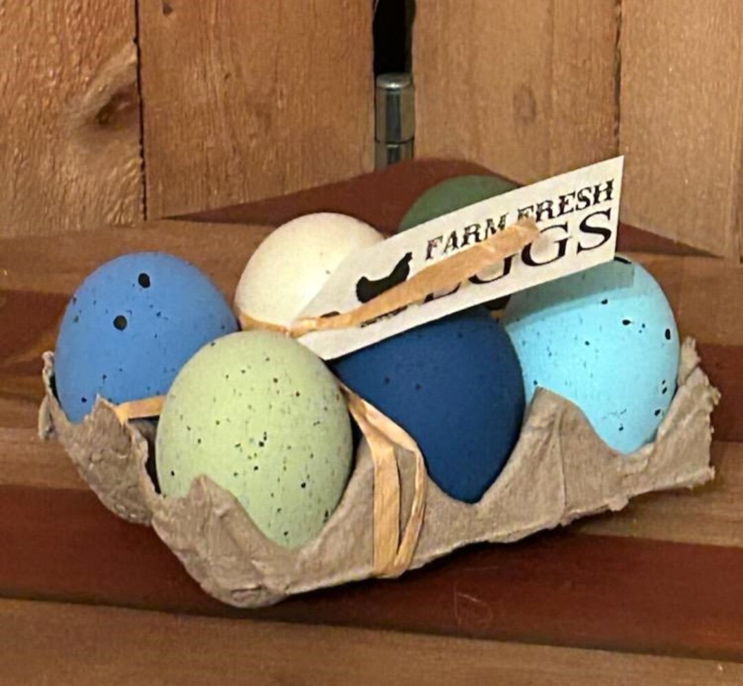 Primitive Eggs in Carton - Farmhouse Decor, Primitive Shelf Sitter ...