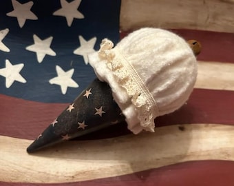 Patriotic Ice cream cone, USA, red, white blue decor, Americana bowl fillers, Stars stripes, Tier tray decor. Faux summer ice cream treat