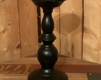 Primitive Country Candlestick, Candle Holder - Black finish, distressed Rustic Home decoration