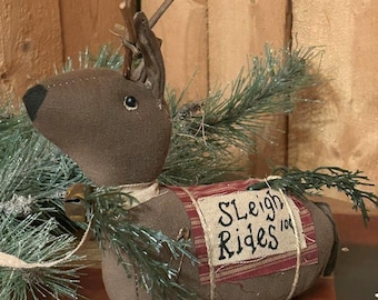 Primitive Christmas Plush Rustic Reindeer - Winter, Christmas Holiday Decor