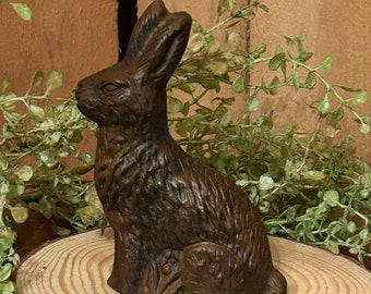 Primitive Resin Chocolate Bunny, Spring Easter Faux Candy Decoration, Country Medium