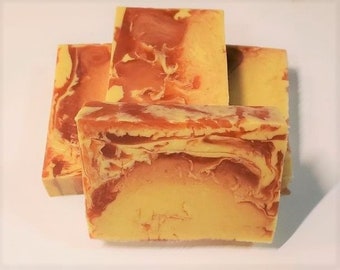 Sunflower Soap - Goats Milk, Glycerin swirl bar, soap slice