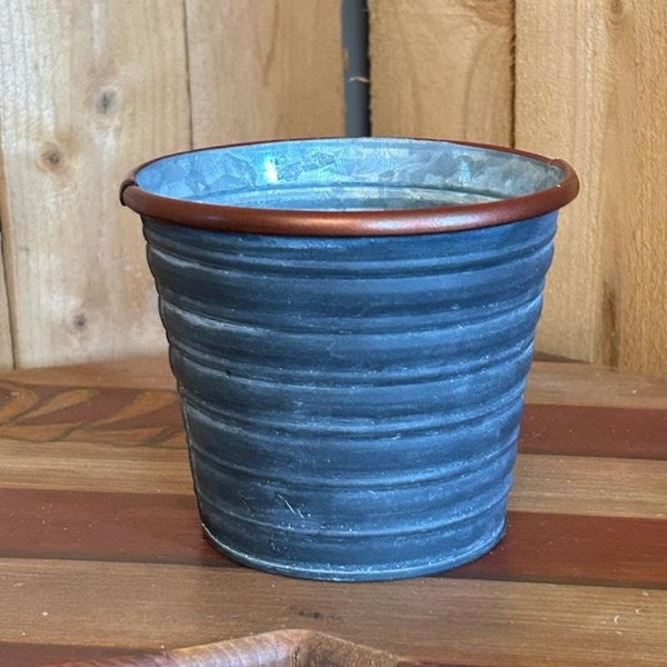 Rustic Bucket - Galvanized can,