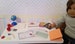 18' Doll School set - teacher student supplies - globe, folder, worksheets, books, tape, pencil, erasers, clip board, apple, stickers 