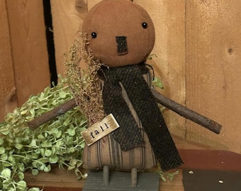 Primitive Country Pumpkin - Pumpkin Fall Doll, Harvest Figure Rustic, shelf sitter